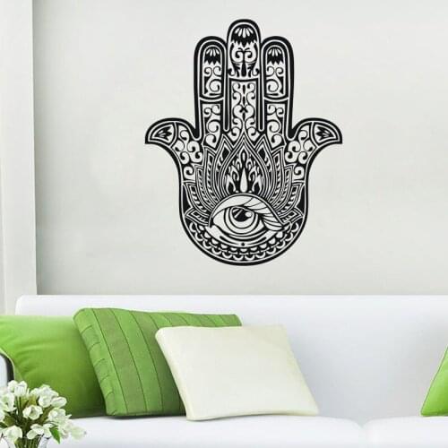 Hamsa Hand Wall Sticker Fatima Yoga Indian Buddha Wall Decals Home Decor Vinyl Art Murals For Living Room Bedroom Decoration