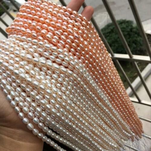 Natural freshwater pearl 4.5-5.5mm rice gemstone beads for 925 sterling silver Jewelry Making Necklace Bracelet 15inch ICNWAY