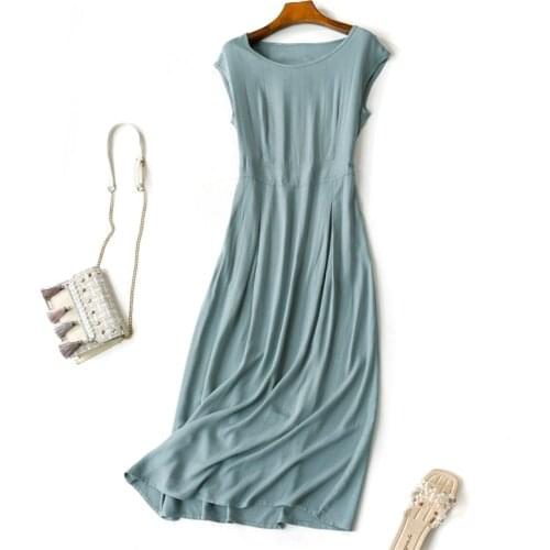 Pure Color Jacquard Striped Temperament Cotton Silk Dress With Shoulder Sleeves Zipper Slimming Cheongsam Mid-Length Dress zh895