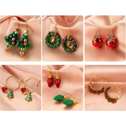 Simplicity Christmas Bell Earrings Cryatal Cartoon Stud Earrings Set For Women Girl Wedding Christmas Gifts Jewelry