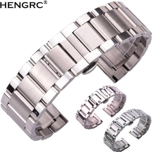 Stainless Steel Watch Strap Bracelets Men High Quality Silver Metal 18 20 21 22 23 24mm Fashion Women Watchbands Accessories