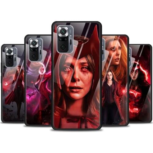 Scarlet Witch Marvel for Xiaomi Redmi Note 10 Pro Max 10S 9T 9S 9 8T 8 7 Pro 5G Luxury Tempered Glass Phone Case Cover