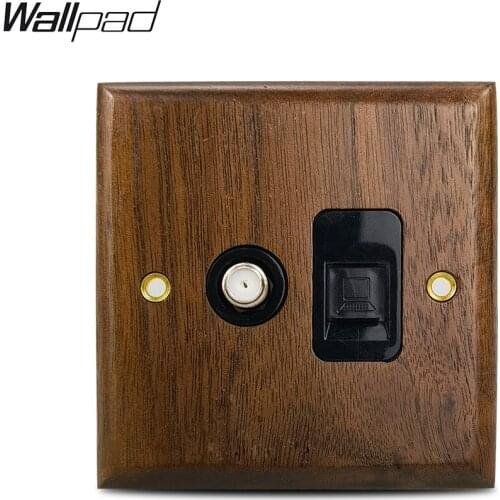 Satellite DATA Socket Wallpad WALNUT Wood Panel Satellite TV DATA CAT6 RJ45 Socket