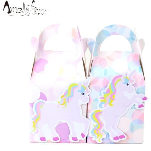Unicorn Party Favor Box Candy Box Gift Box Cupcake Box Girl Kids Birthday Party Supplies Pink Decoration Event Party Supplies