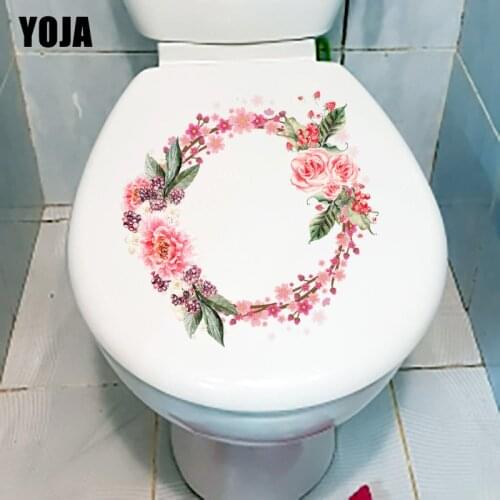 YOJA 22.8*22CM Beautiful Wreath Classical Toilet WC Decor Home Room Wall Sticker Decal T1-0946