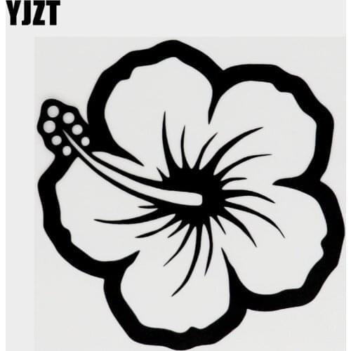 YJZT 13.3CM×13.2CM Hibiscus Flower Funny Vinyl Decal Car Sticker Black/Silver 18B-0011