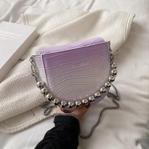 Brand Designer Crocodile Pattern Womens Crossbody Bag Fashion Chain Messenger Bag Small Saddle