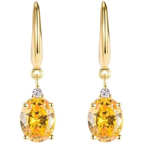 Fashion Earring for Women Crystal Topaz Gemstone 18K Light Yellow Gold Color Long Tessel Drop Earrings Imitation Diamond Jewelry