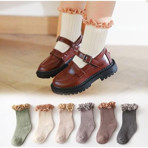 1 Pair 0-8Y Spring Autumn Baby Socks Cute Ruffle Girls Cotton Sock Anti Slip Princess Style Short Toddler Socks Baby Accessories