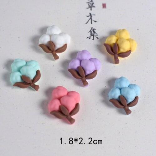 10Pcs Simulation Cotton Flower Flatback Resin Cabochon Fake Food Cabochons Embellishments Decoration Craft DIY Scrapbook