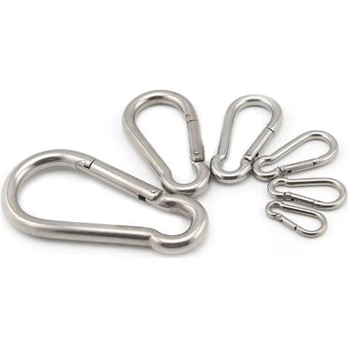 10PCS/LOT AISI 304 Stainless Steel M5 Stainless Steel M5 Carabiner Carabiner Snap Hook Key Lock