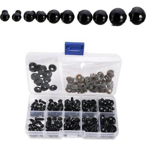 100PCS 8mm 10mm 12mm Mix Color Plastic Animal Safety Eyes For Toys Teddy Bear Stuffed For Dolls Craft Amigurumi Accessories Box