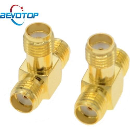 2 PCS/lot T Type 3 SMA Female Jack Triple T RF Coax Adapter Connector 3 Way SMA Adapter