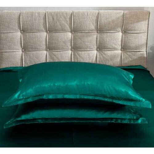 2PCs Silk Satin Standard Pillow Home Pillowcase Cover Cushion Case Decor Bed