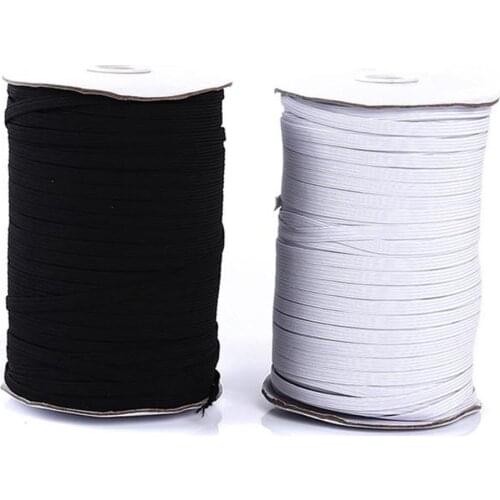 200Yards Spool Sewing Band Flat Elastic Cord White/Black DIY Handmade Sew Materials Elastic Band for for Sewing Craft DIY Mask