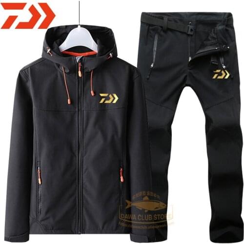 2021 Winter Warm Windbreak Fishing Clothes Outdoor Hiking Waterproof Fishing Hoodie Dawa Fishing Jacket Men DAIWA Fishing Pants