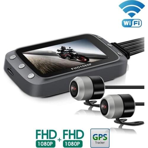 3 inch ABS WiFi Motorcycle DVR Dash Cam 1080P+1080P Full HD Front Rear View Waterproof Motorcycle Camera GPS Logger Recorder Box