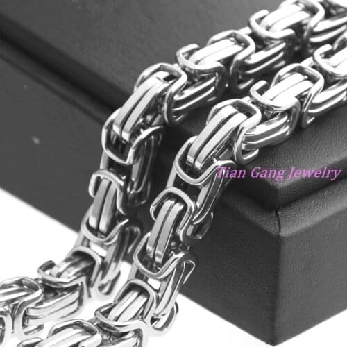7"-40" 10mm Byzantine Box Chain Stainless Steel Necklace Mens Boys Silver Color Chain Necklace Gift Jewelry
