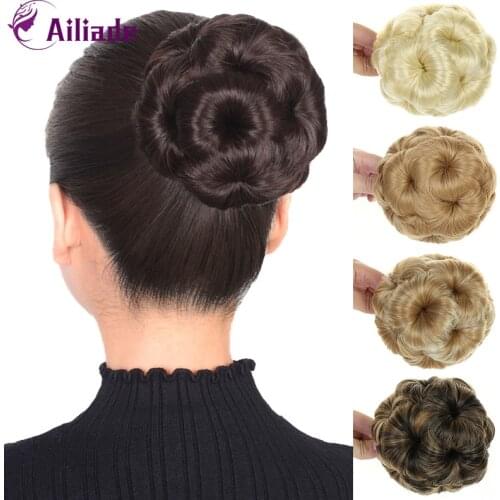 AILIADE 9 Colors Flower Hair Bun Donut Claw In Hairpiece Extensions High Temperature Fiber Synthetic Chignon for Women Girl