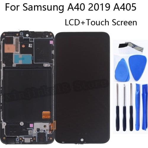 AMOLED For Samsung A40 2019 A405 LCD Display Touch Screen Digitizer Assembly Repair Parts For Samsung A405FM/DS Repair kit Frame