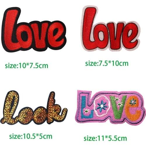 Shiny letter "Love" "Look" Sequins icon Embroidered Applique Patches for Clothing DIY Iron on Badge on the Backpack