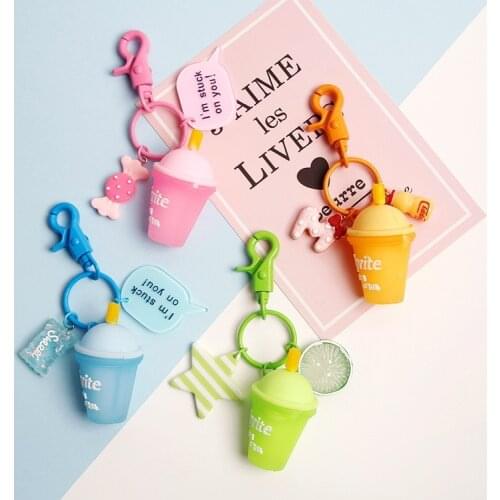 Milk Tea Cup Keychain Ladies Friends Gift Keychain Fashion Charm AirPods Bluetooth Headset Button Car Key Couple Keychain