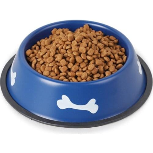 Pet Dog Cat Bowl Non-slip Stainless Steel Dog Bowl Multicolor Water Feeding Food Bowl Puppy Cat Bowl Feeder Feeding Water Bowl