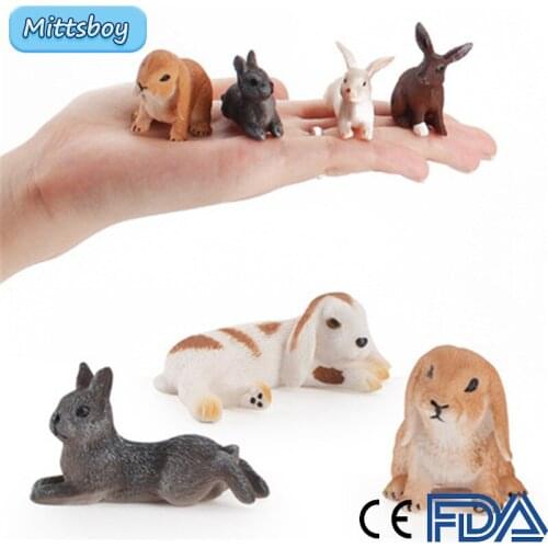 Simulation Cub Wild Animals Simulation Figure Rabbit Educational Toy for Childrens Toy Parent-child Figure Toy Collection Gifts