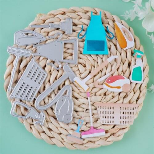 InLoveArts Cleaning Utensils Stitched Metal Cutting Die DIY Vacuum Cleaner Scrapbooking Craft Embossing Making Stencil Template