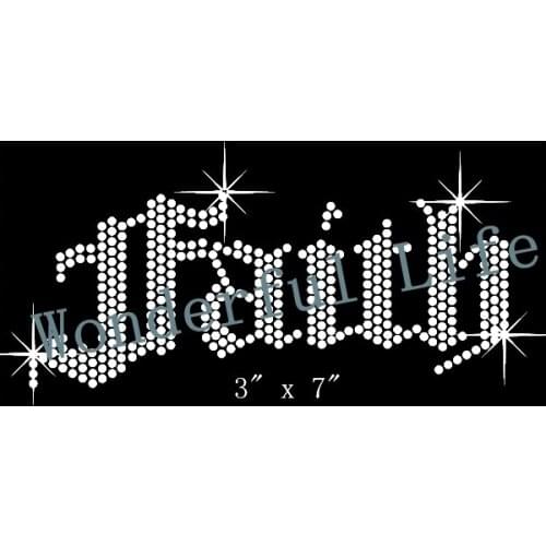 A quality Wonderful Life Faith Rhinestone Iron on Transfer Hot Fix DIY Applique crystal free shipping