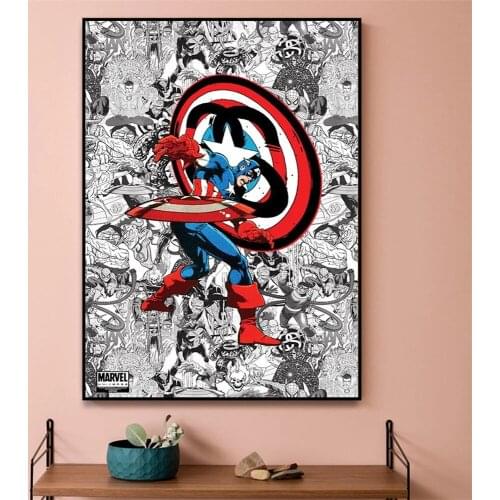Captain America shield throw Art Posters Comic background Paintings Canvas Wall Art Pictures Home Living Room Cuadros Decor
