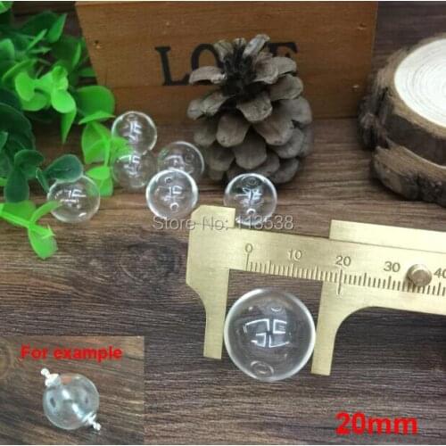 10pieces 20 mm round glass globe orbs bubble with 2-3 mm double hole glass vial wishing bottle locket jewelry findings supply