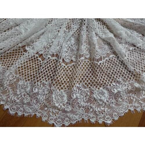 1 Yard Vintage Flower Eyelash Lace Trim White Clothes Lace Fabric DIY Sewing Accessories 150cm Wide New Arrival