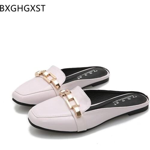 Casual Mules Shoes Women Red Patent Leather Flats Shoes Women Fashion Pointed Toe Slip on Shoes for Women 2021 Zapatos De Mujer