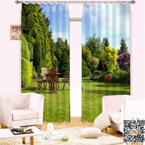 New Luxury Hotel Curtain Park Corner of The View of The Printing 3D Curtains Full Shading Hot European and American Curtains