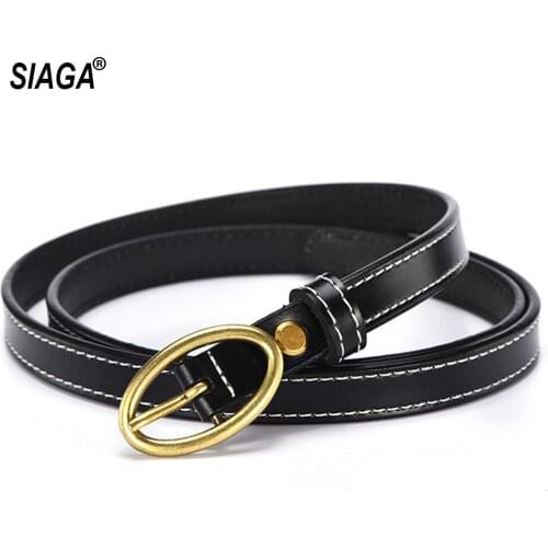 New Design Genuine Leather Female Slim High Waist Belt Womens Pin Buckle Metal Fashion Belts 13mm Wide 2020 FCO165