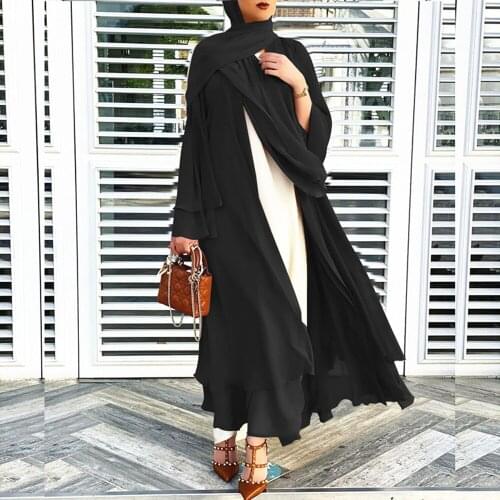 Solid Open Abaya Kimono Dubai Turkey Kaftan Muslim Cardigan Abayas Dresses For Women Casual Robe Femme Caftan Islam Clothing