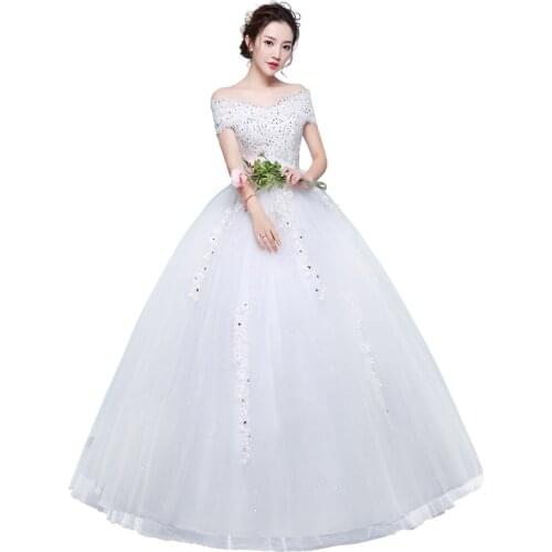 Wedding Dresses New Bride Lace Up Wedding Dresses Married Shoulder Large Size Princess Dress Ball Gowns