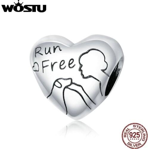 WOSTU 2020 925 Sterling Silver Love with Pet Charm Romantic Women Fit Original Silver Bracelets Pendant Jewelry Making BKC1679
