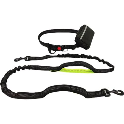 Pet Dog Traction Rope, Multifunctional Running Rope with Waist Bag Reflective Elastic Medium and Large Dog Harness Accessories
