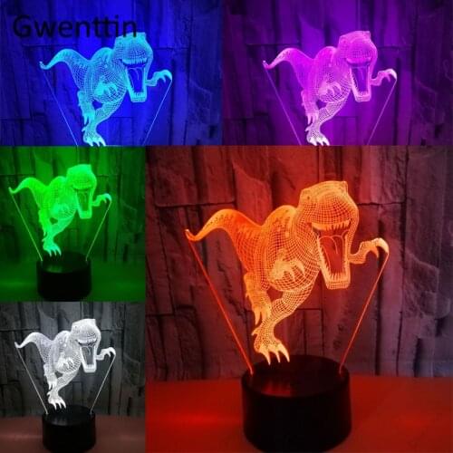 Variety Dinosaur Night Light 3D Illusion Lamp Baby Kids Birthday Christmas Gifts LED USB Touch Table Lamps Home Decor Luminarias