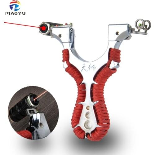 Alloy Slingshot Hunting Catapult with Laser Sight Outdoor High Precision Shooting Use Rubber Band Competitive Sling Shot