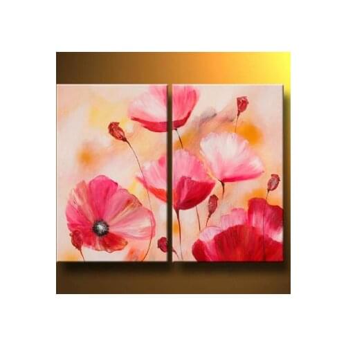 Hand Painted Oil Painting Pink Poppies-Modern Oil Painting On Canvas Art Wall Decor-Floral Oil Painting Wall Art