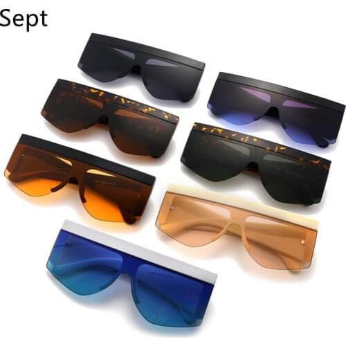 Sept Windproof Oversized One piece Cat Eye Sun Glasses For Women Driving Goggles Half frame Sunglasses Luxury Brand UV400