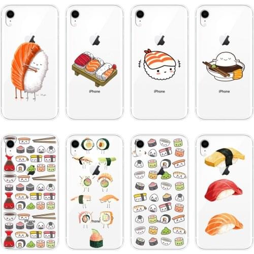 Sushi Food Japan Funny Silicone Phone Case For Apple iPhone X XR XS MAX 8 7 6S 6 S Soft Back Cover For iPhone 6 S 6S 7 8 Plus
