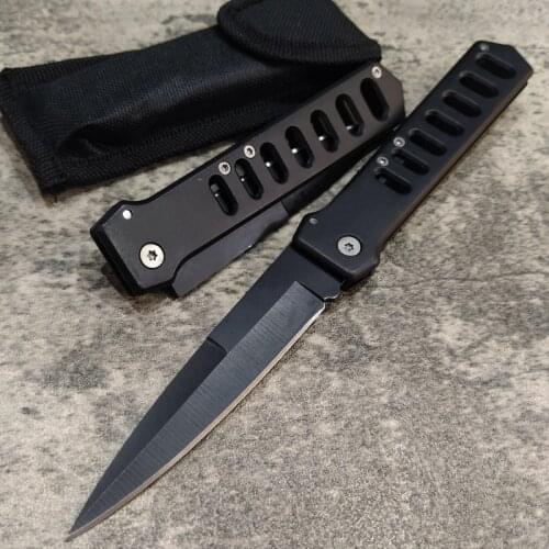 Black Folding Pocket Knife Outdoor Survival Tactical Knife Camping Hiking Hunting Knives for Self-defense EDC Tools Fast Open