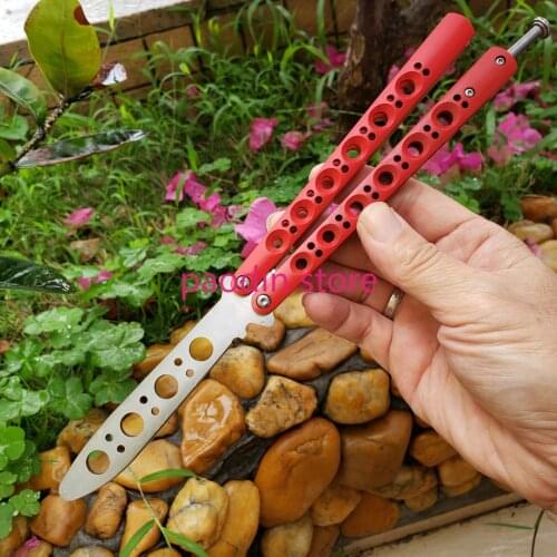 Butterfly In Knife Trainer Knife BM New Bushing Red Paint Channel Steel Blade Jilt Knifes Camping Pocket Survival Knives