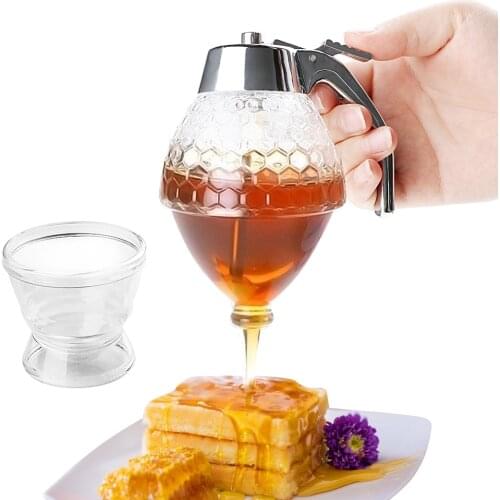 Squeeze Bottle Honey Jar Container Storage Pot Stand Holder Bee Drip Dispenser Kettle Kitchen Accessories Juice Syrup Cup