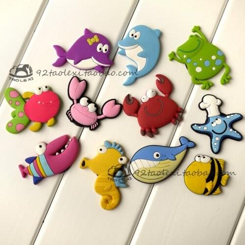 Japan and South Korea foreign trade soft plastic marine animals, fish, creative childrens cartoon whiteboard magnets
