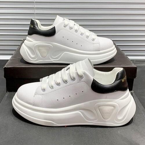 Women Platform Sneakers Leather Casual Ladies Chunky Shoes 2021 White Woman Vulcanized Shoes Brand Thick Soled Wedge Sneakers